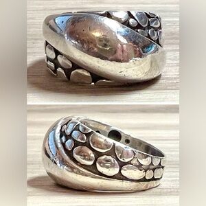 Vintage Sterling Silver Bali Indonesia Crossover Cobblestone Ring, Size 5, 6g